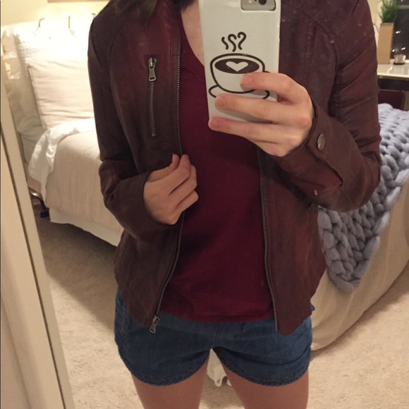 Buckle burgundy leather jacket - Picture 5 of 5